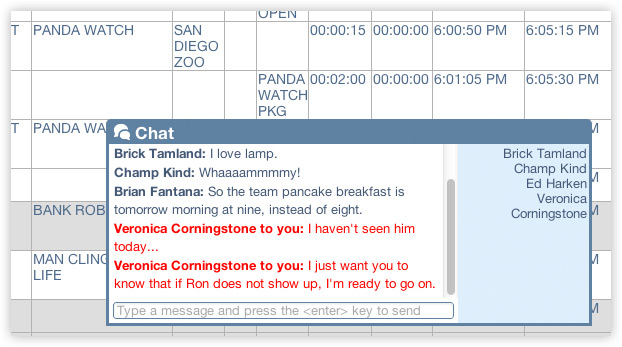 A screenshot that shows Rundown Creator's chat feature