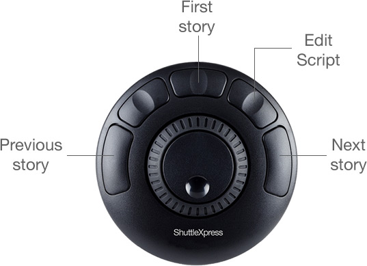 Contour Design ShuttleXpress key mappings for the Rundown Creator teleprompter