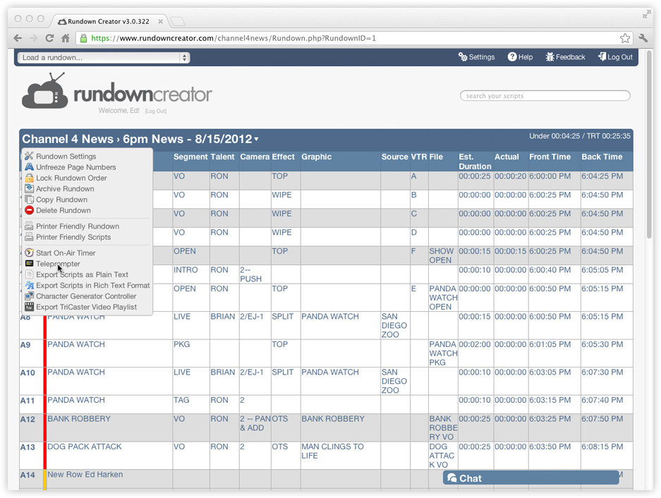 How to load up the Rundown Creator teleprompter