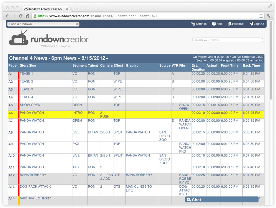 On-air show timer